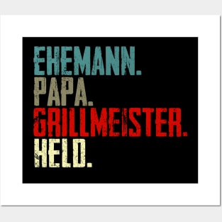 Ehemann Papa Grillmeister Held Posters and Art